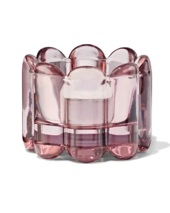 sfeerlichthouder glas ribbel roze