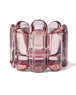 sfeerlichthouder glas ribbel roze