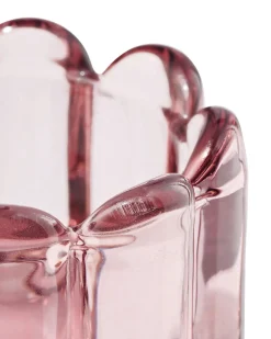 sfeerlichthouder glas ribbel roze