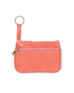 sleutel etui 12x8cm kunstleer koraal