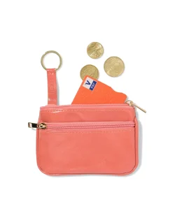 sleutel etui 12x8cm kunstleer koraal