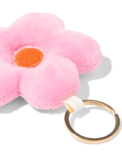 sleutelhanger 7.5cm bloem roze oranje