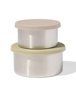 snackboxen rvs groen - 2 stuks