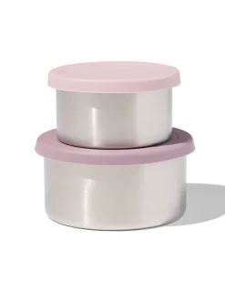snackboxen rvs roze - 2 stuks