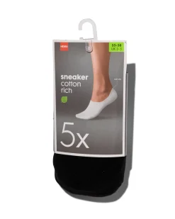 sneakersokken 5 paar zwart