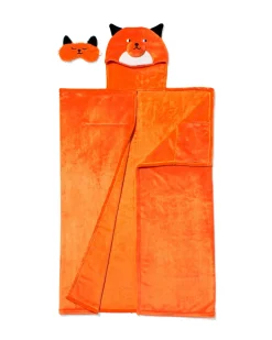 snuggle deken en slaapmasker vos