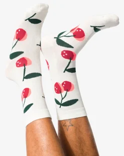sokken voor volwassenen 'cherry much' gebroken wit
