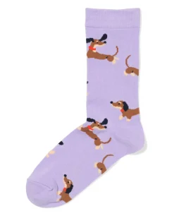 sokken voor volwassenen 'can i get a woof woof' lavendel