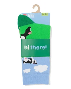 sokken voor volwassenen 'hi there' groen