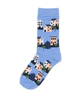 sokken voor volwassenen 'happy home' blauw