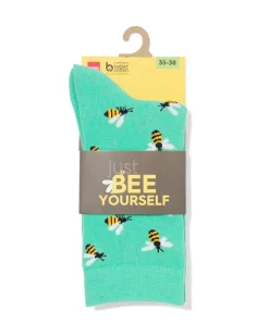 sokken voor volwassenen 'just bee yourself' groen