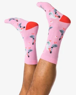 sokken voor volwassenen 'love birds' roze