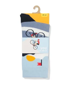 sokken voor volwassenen 'you can do it' middenblauw