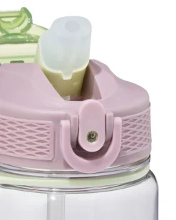 sportfles met rietje 1L roze-groen