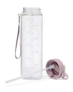 sportfles met rietje 1L roze-groen