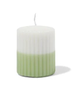 stompkaars ⌀7x8cm ribbel ivoor-lichtgroen