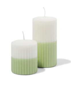 stompkaars ⌀7x8cm ribbel ivoor-lichtgroen