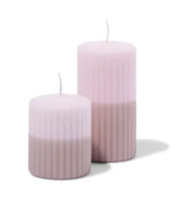 stompkaars ⌀7x8cm ribbel naturel-lichtroze