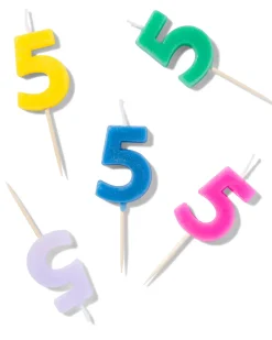 Taartkaarsje cijfer 5