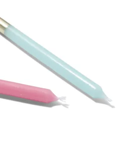 taartkaarsjes 16cm pastel met goud - 10 stuks