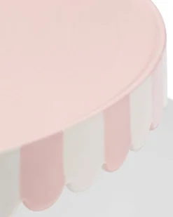 taartplateau keramiek geschulpte rand roze