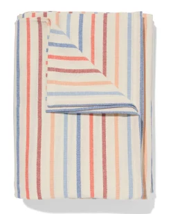 tafelkleed XL 320x145cm katoen strepen blauw-terra