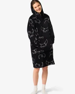 Takkie en Siepie damesnachthemd fleece zwart