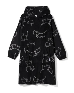 Takkie en Siepie damesnachthemd fleece zwart