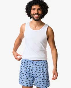 Takkie herenboxer print katoen blauw