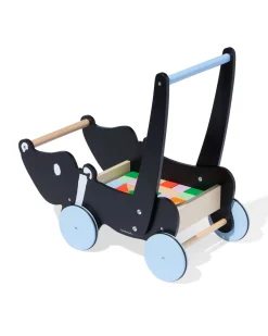 Takkie loopwagen met blokken hout
