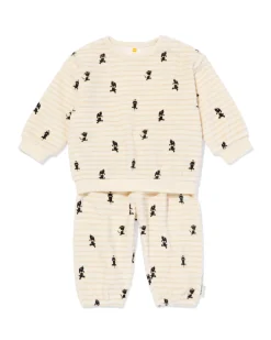 Takkie newborn kledingset comfy fit velours strepen ecru