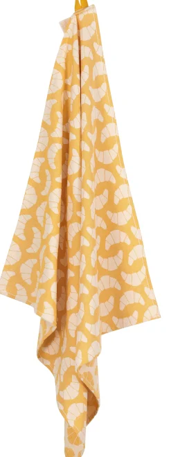 theedoek - 65 x 65 - katoen - okergeel croissant