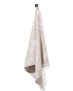 theedoek 65x65 katoen bladeren beige