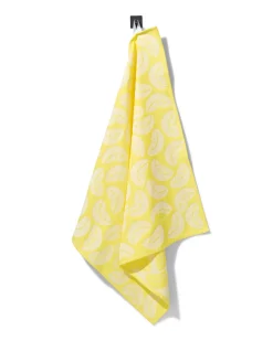 theedoek 65x65cm katoen citroenen geel