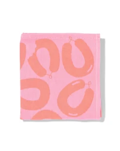 theedoek 65x65cm katoen rookworst roze