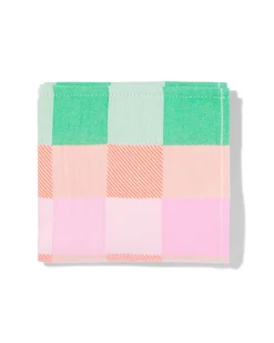 theedoek 65x65cm katoen ruiten roze