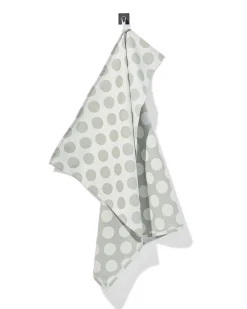 theedoek 65x65cm katoen stippen grijsgroen