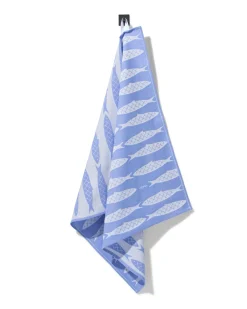 theedoek 65x65cm katoen vissen frisblauw