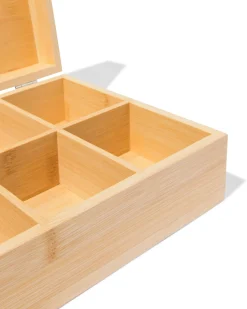 theedoos 31.5x18.5x9cm bamboe 8 vakken bruin