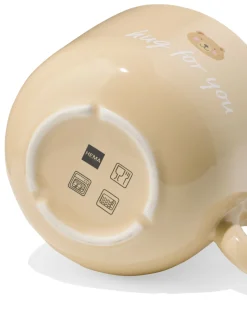theemok 480ml aardewerk beige dieren