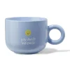 theemok 480ml aardewerk lichtblauw smiley