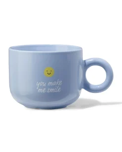 theemok 480ml aardewerk lichtblauw smiley