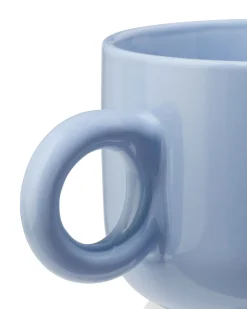 theemok 480ml aardewerk lichtblauw smiley