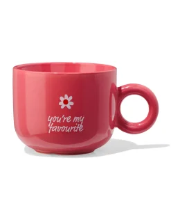 theemok 480ml aardewerk rood bloemen