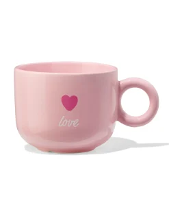 theemok 480ml aardewerk roze hartjes