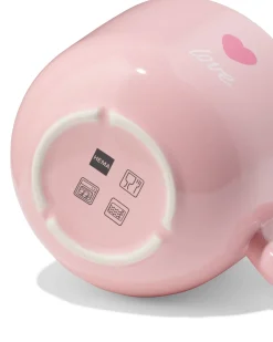 theemok 480ml aardewerk roze hartjes