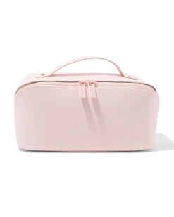 toilettas met diagonale rits 24x12x12cm roze