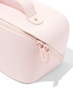 toilettas met diagonale rits 24x12x12cm roze