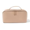 toilettas met diagonale rits 24x12x12cm beige