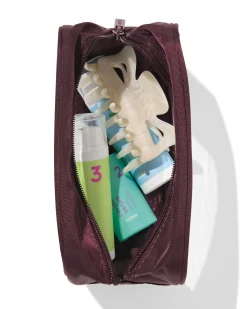 toilettas 12x18cm transparant bordeaux